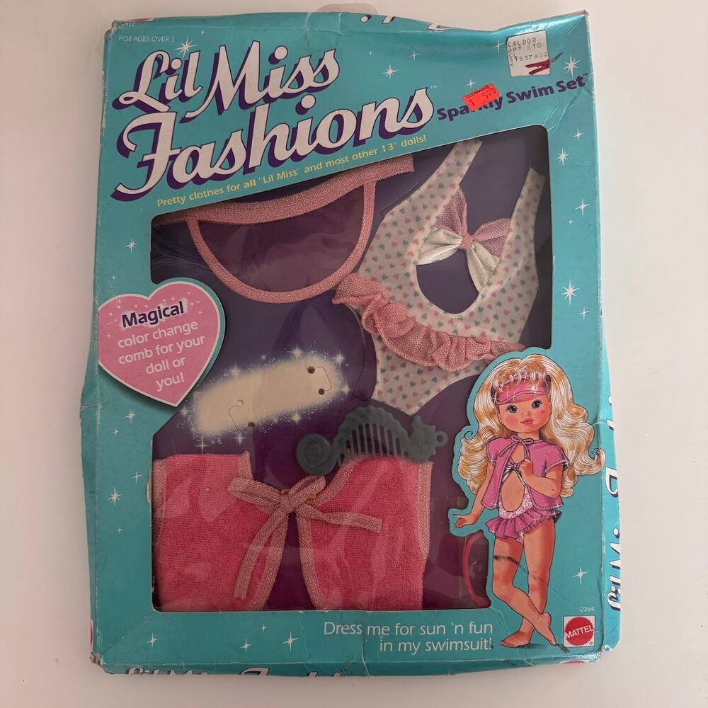 Vintage Mattel Lil Miss Fashions Sparkly Swim Set 1980s Rare Outfit New